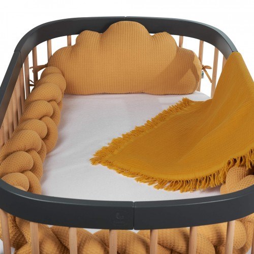 Ochraniacz do łóżeczka warkocz- musztardowy